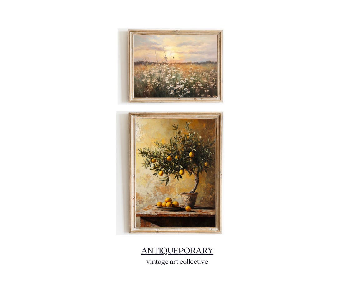 Potted Citrus Tree Golden Rustic Still Life Fruit Painting Poster - Image 2