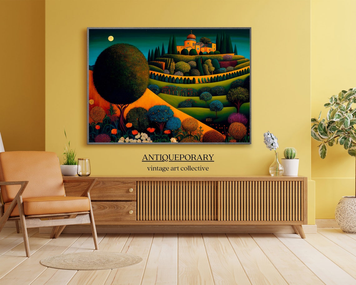Moonlit Hilltop Town with Golden Dome Terraced Garden Poster - Image 7