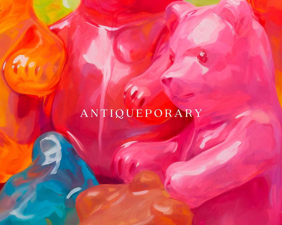Colorful Gummy Bears Pile Candy Pop Art Modern Still Life Poster - Image 2
