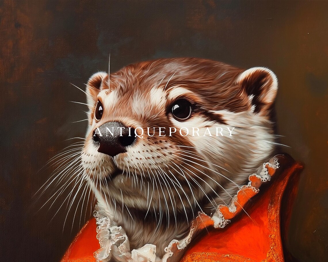 Victorian Animal Portrait Vintage Animal Print Royal Otter Painting Dressed Animal Print Renaissance Animal Animal Lover Gift - Image 3