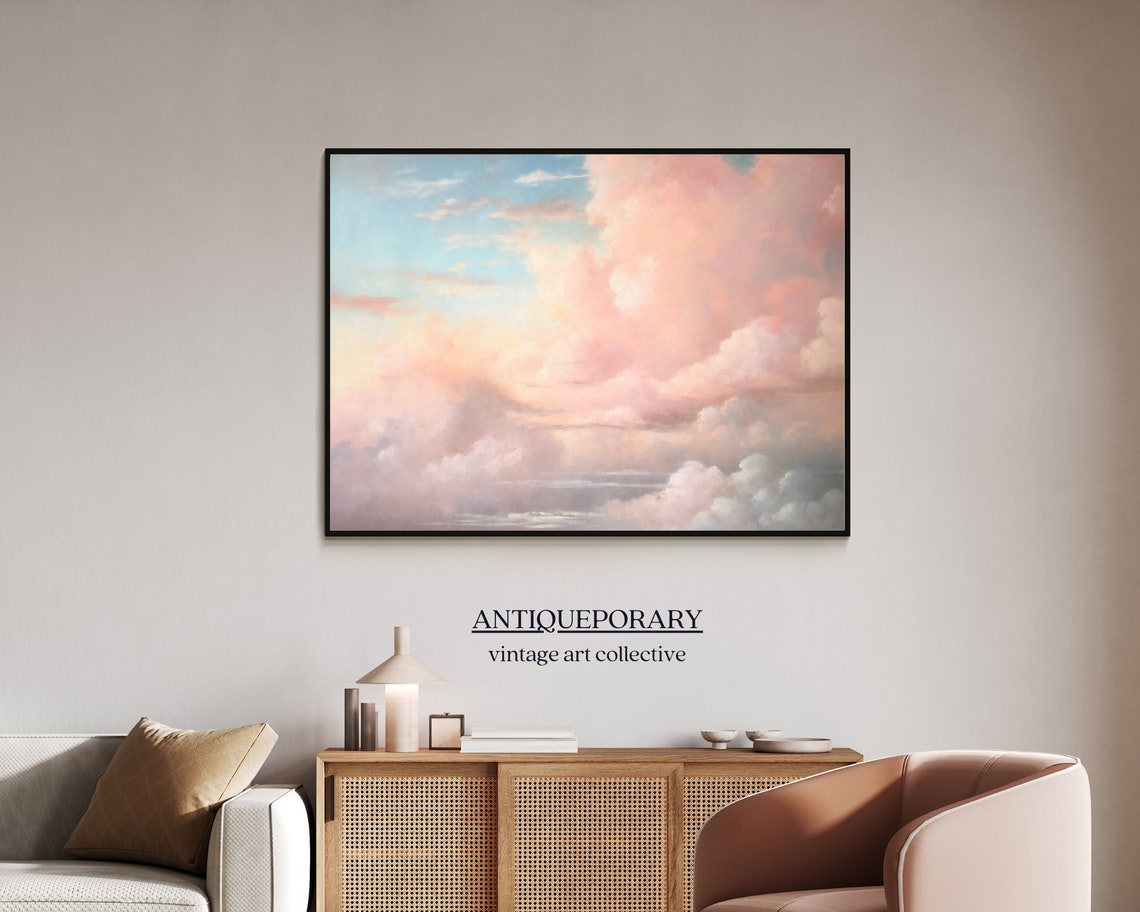 Soft Pink and Peach Cloud Sky in a Dreamy Pastel Skyscape Poster - Image 7