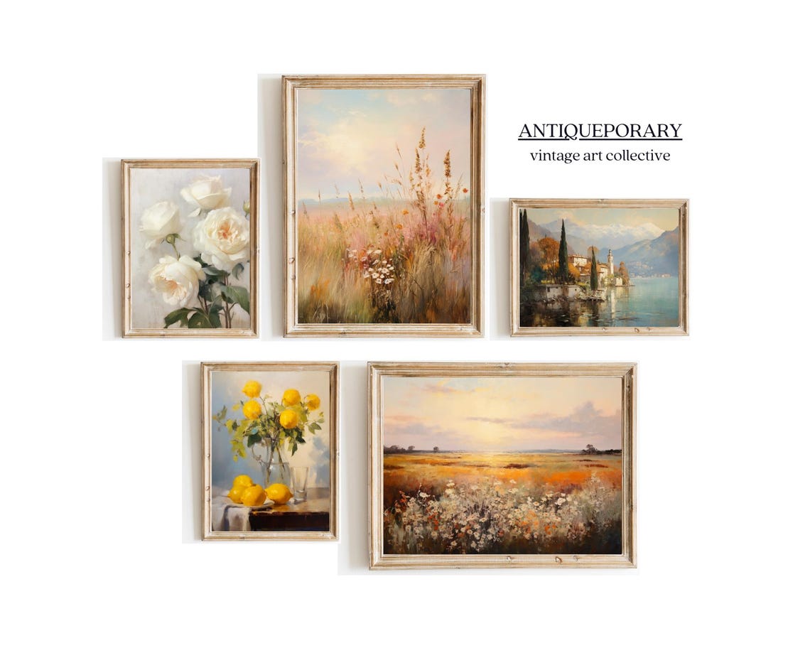 Golden Wildflower Field at Sunset Soft Impressionist Landscape Print - Image 4