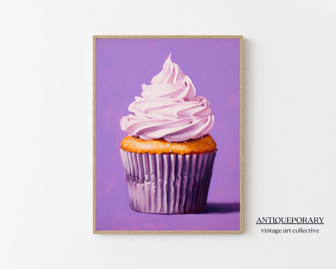 Purple Cupcake Swirl Frosting Pop Art Modern Still Life Poster