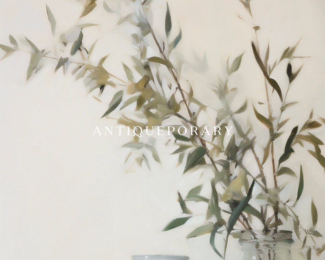 Glass Jars with Eucalyptus and Lemons Rustic Still Life Art Poster - Image 3