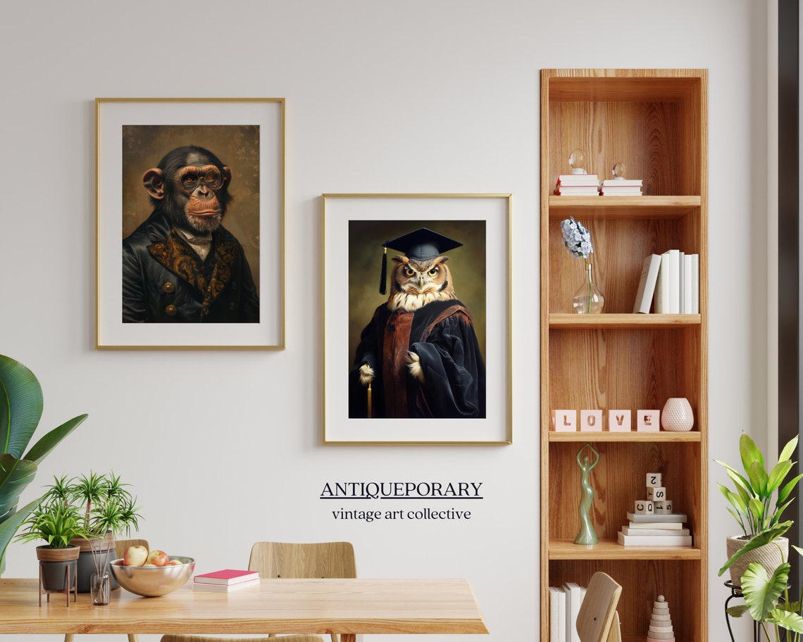 Royal Chimpanzee Portrait Round Glasses Victorian Gentleman Poster - Image 4