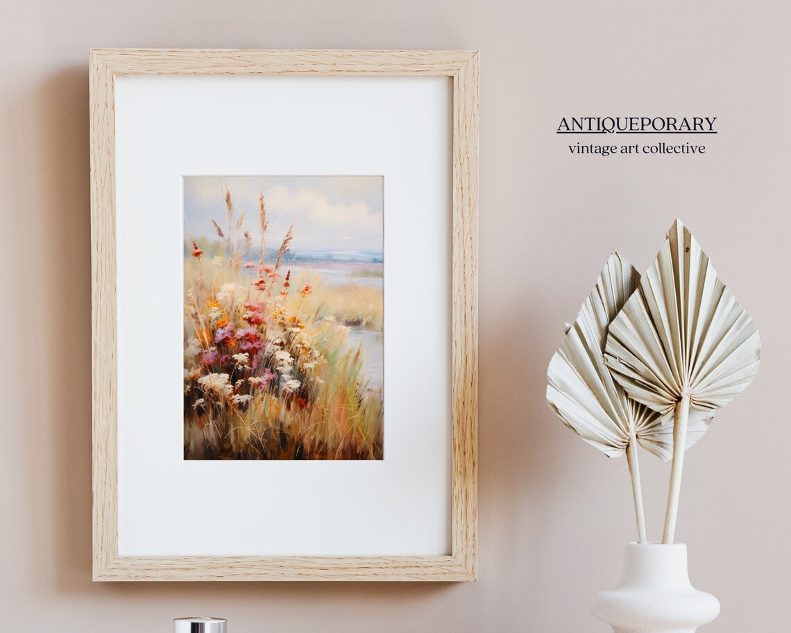 Tall Wildflowers and Grasses by Lakeshore Soft Vintage Poster - Image 5