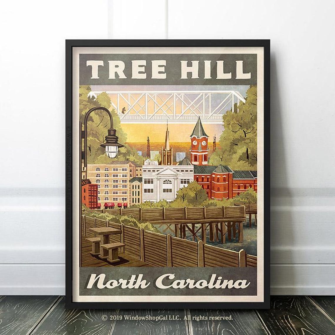 Tree Hill Retro Vintage Travel Poster, North Carolina - Image 2