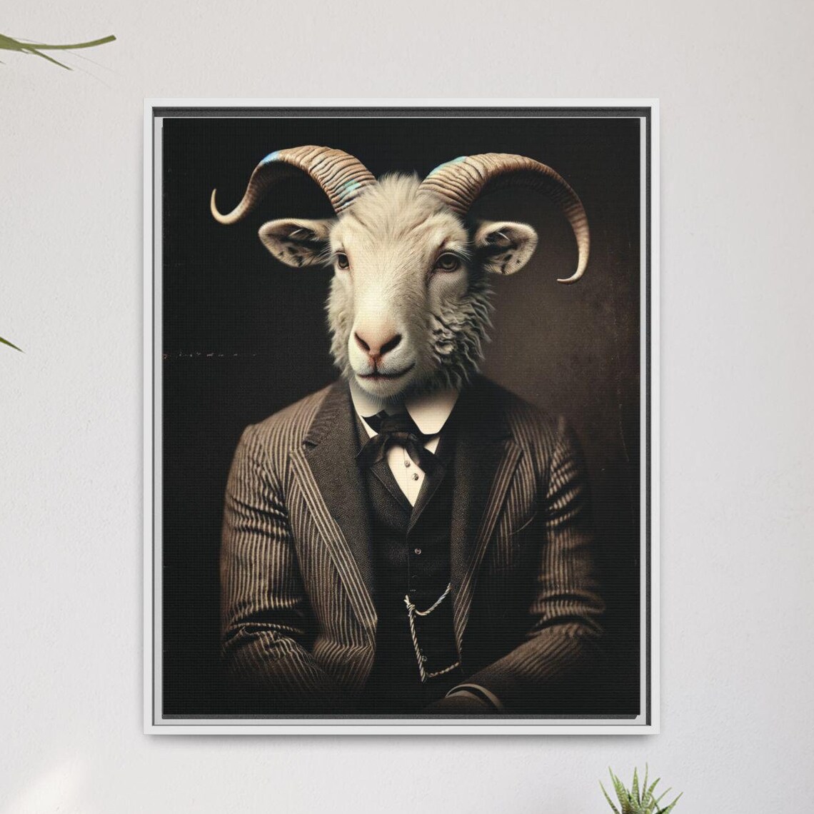 Classic Goat Portrait in Suit, Vintage Art Print