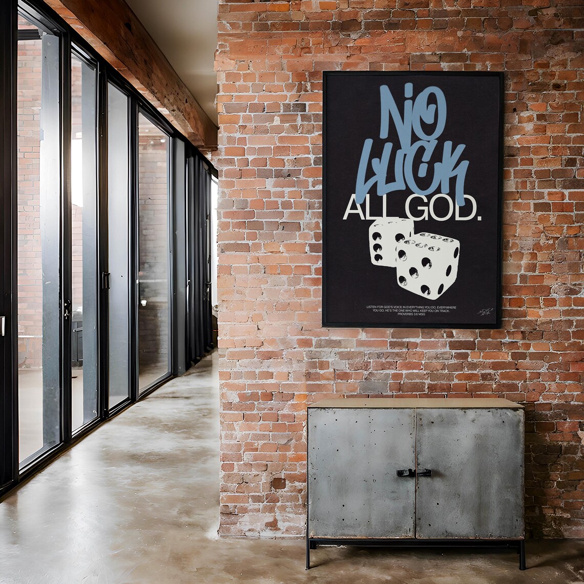 No Luck All God Dice Street Style Graffiti Faith Typography Poster - Image 4