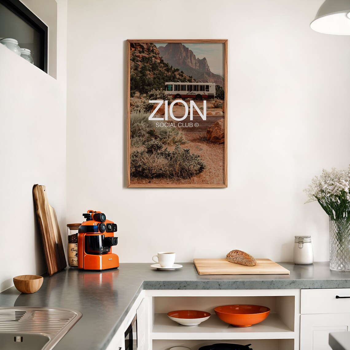 Zion Canyon Social Club Photography Style Red Rock Travel Poster - Image 3