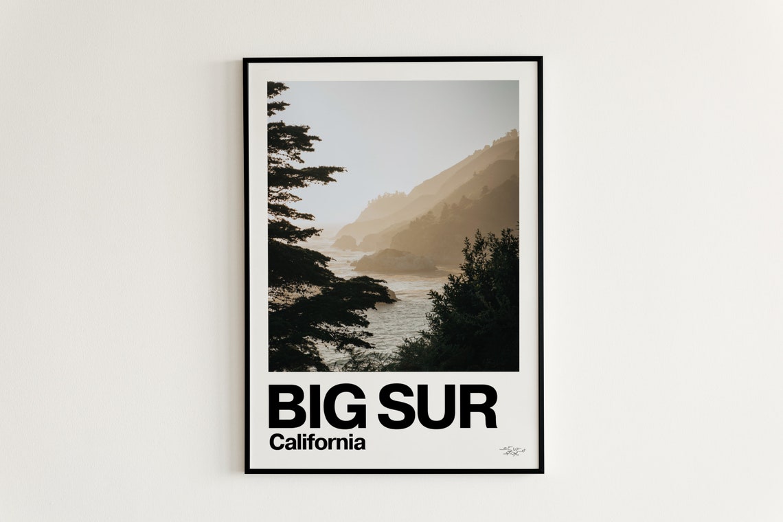 Big Sur California Coastal Cliffs Sunset Photo Travel Poster