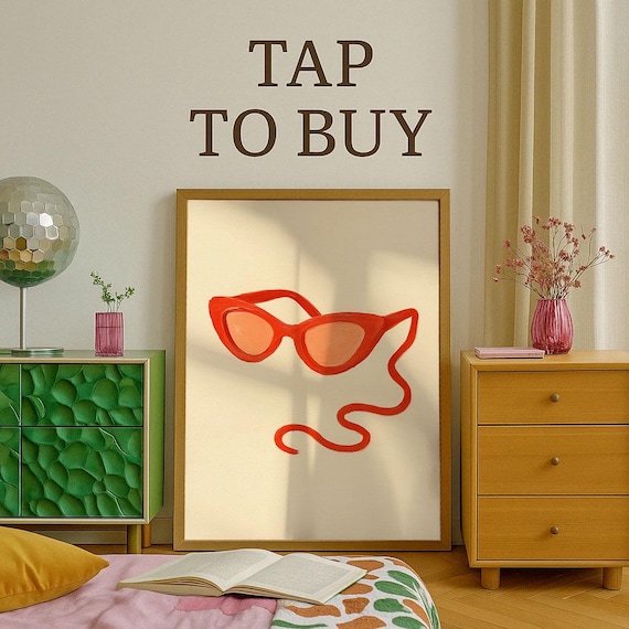 Retro Red Cat Eye Sunglasses Abstract Minimal Pop Art Poster