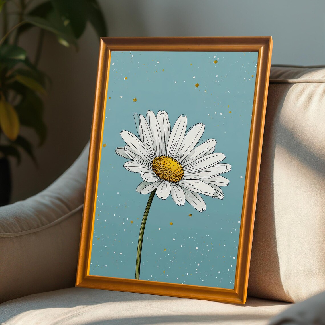 Daisy Flower Art Print, Minimalist Floral Decor