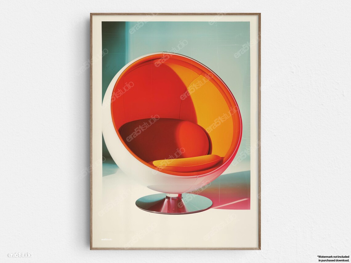 Midcentury Ball Chair Vibe Minimalist Art Print