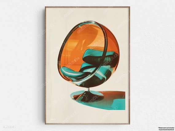 Space Age Bubble Chair Mid-Century Modern Art Print