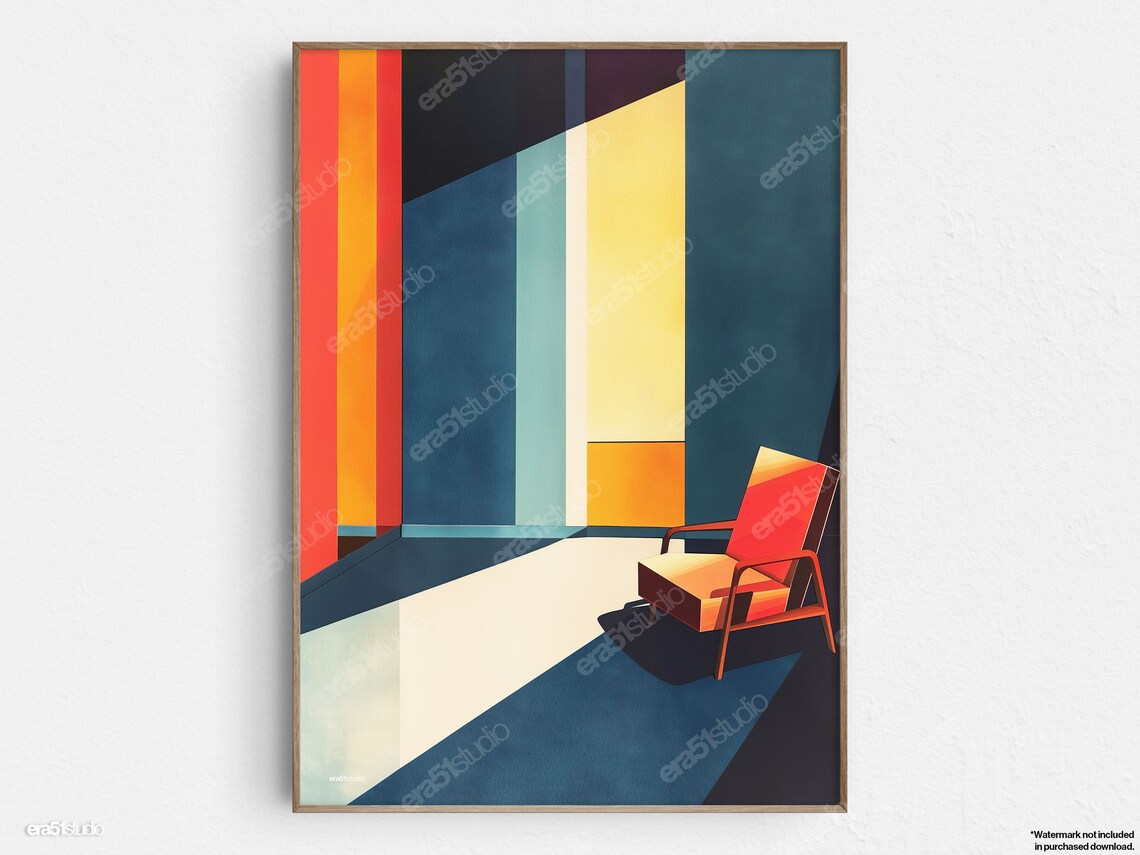 Abstract Interior Vibrance, Mid-Century Modern Art Print