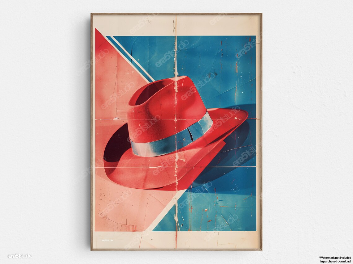 Retro Cowboy Hat Mid-Century Modern Art Print