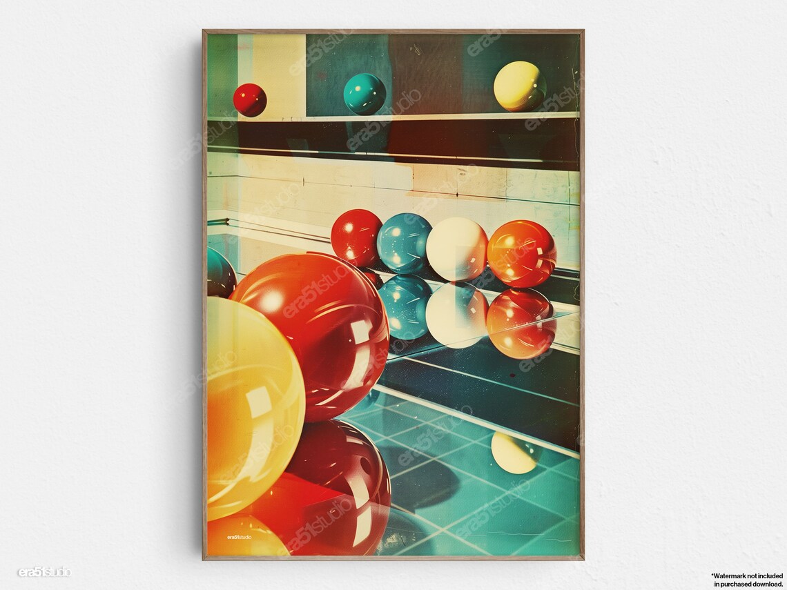Billiard Balls Pool Party, Mid-Century Modern Poster