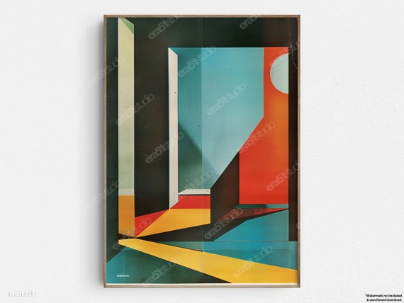 Abstract Architectural Play Original Midcentury Modern Minimalist Wall Art