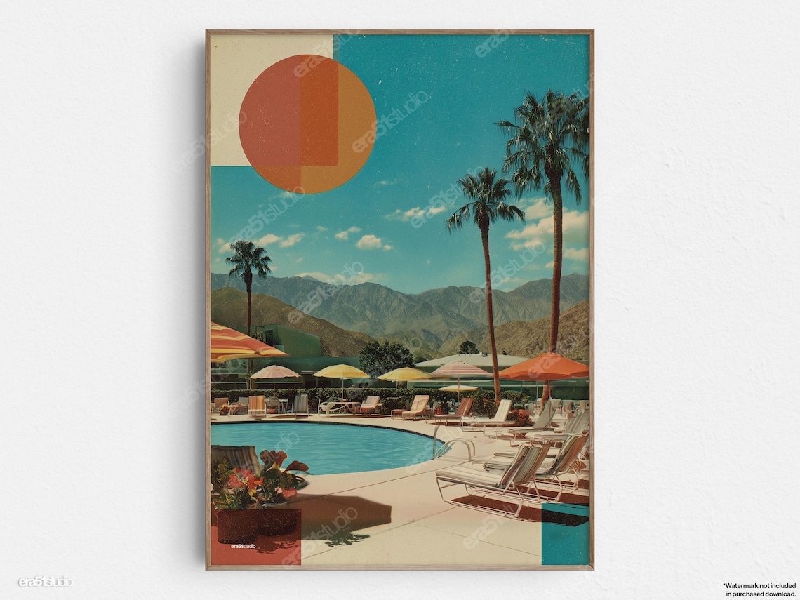 Modernist Desert Pool, Midcentury Modern Art Print