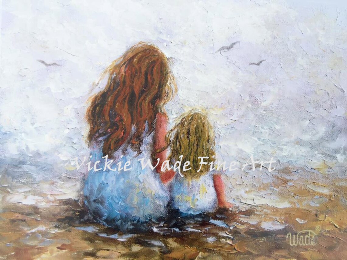 Mother Redhead Daughter Blonde Art Print Mother Paintings Mom Two Sisters Redhead Sister Blonde Sister Mothers Day Gift Vickie Wade