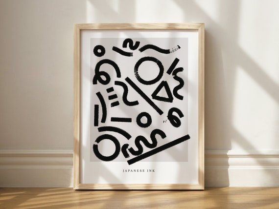 Japandi Art Print Black Ink Abstract Wall Decor