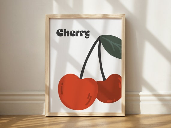 Retro Cherry Kitchen Print Trendy Food Wall Art