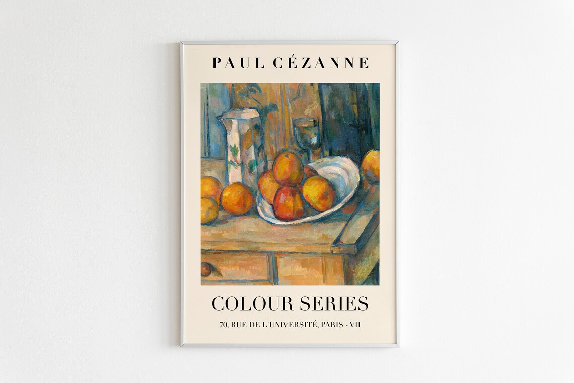 Paul Cezanne Colour Series Still Life Fruit Pitcher Art Poster