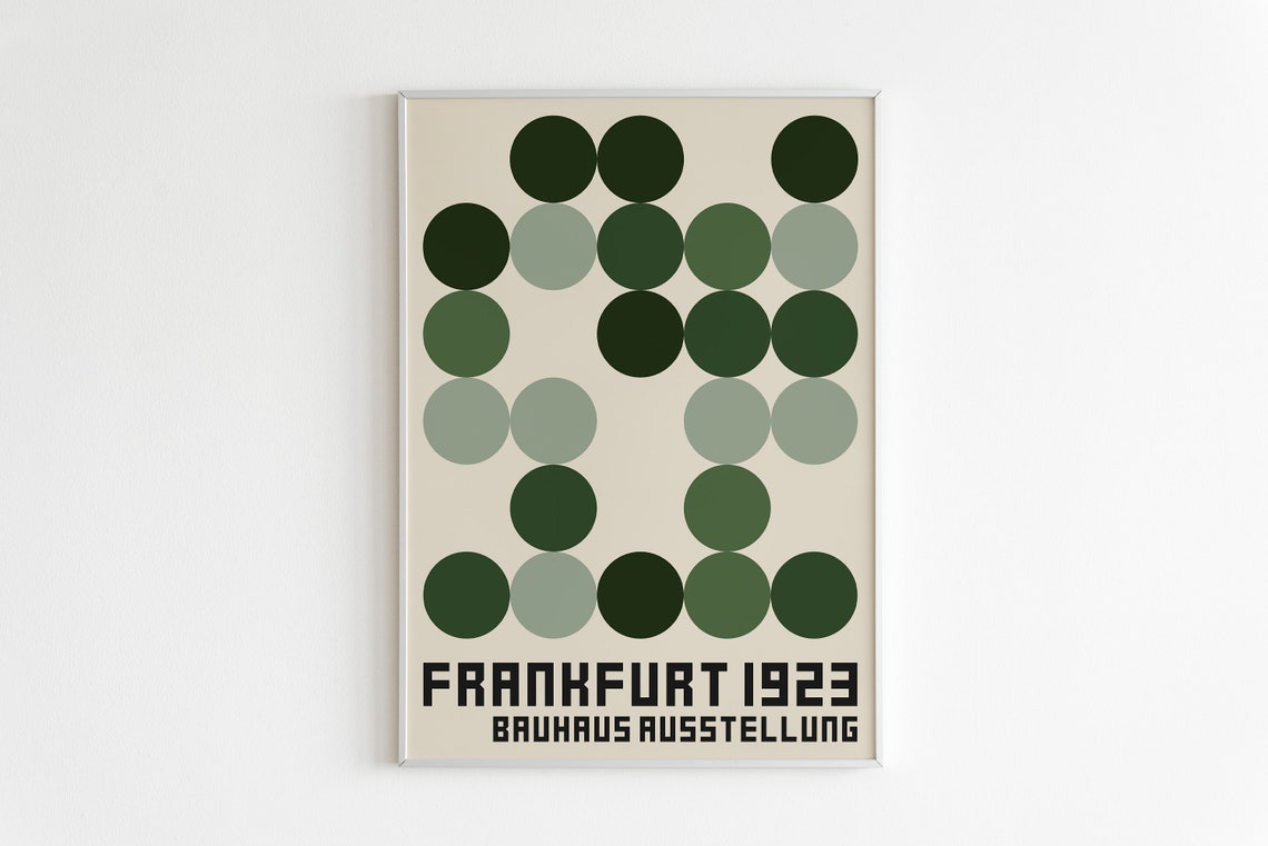 Bauhaus Ausstellung Frankfurt 1923 Green Dots Mid Century Poster