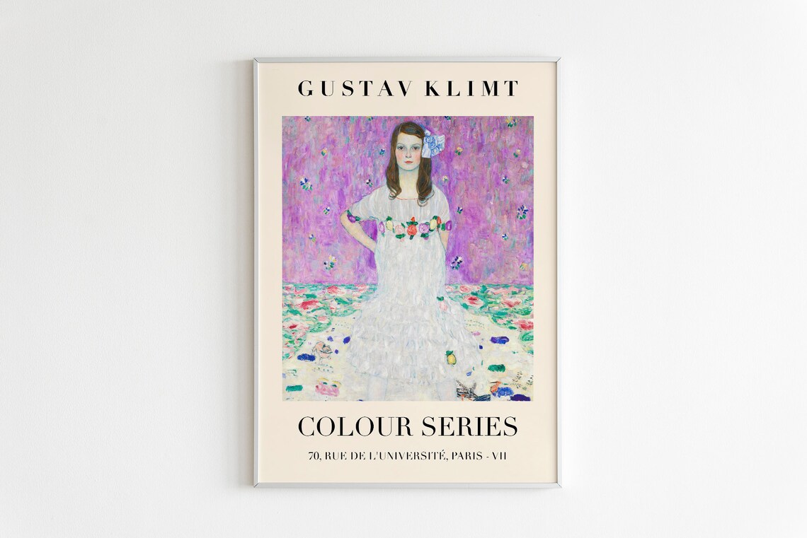 Gustav Klimt Colour Series Young Woman White Dress Exhibition Poster