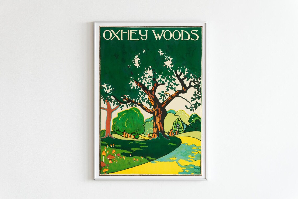 Oxhey Woods Vintage Woodland Forest Landscape Nature Art Poster
