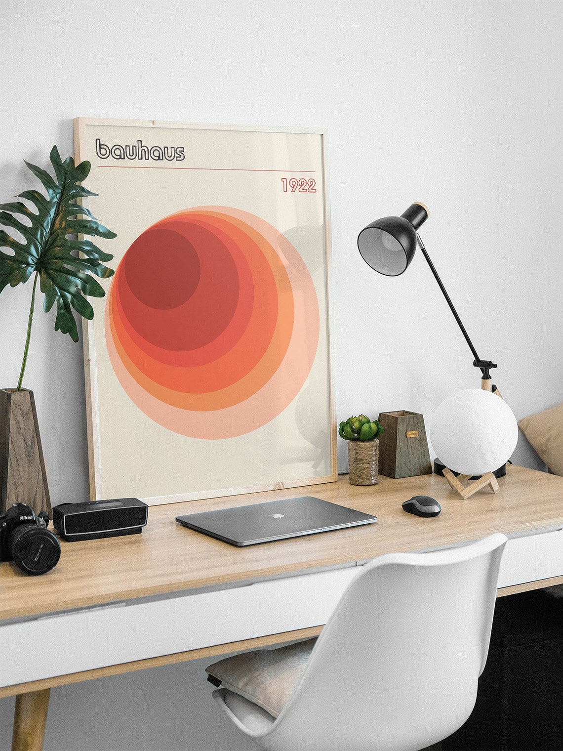 Bauhaus 1922 Concentric Circles Orange Minimalist Art Poster - Image 3