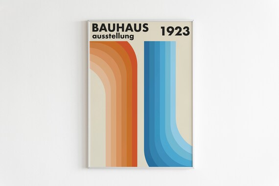 Poster Inspired By Bauhaus Ausstellung 1923 Mid Century Modern Abstract Retro Art Geometrical Shapes