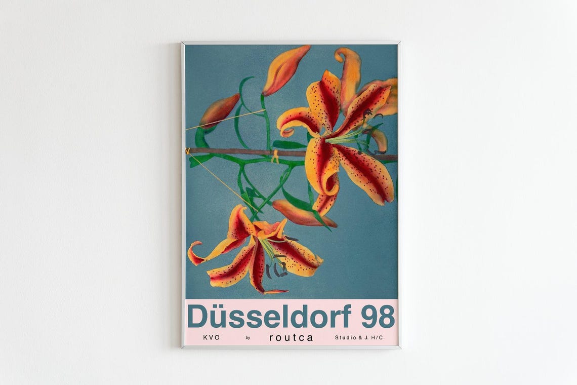 Düsseldorf 98 Vintage Tiger Lily Botanical Flower Art Poster