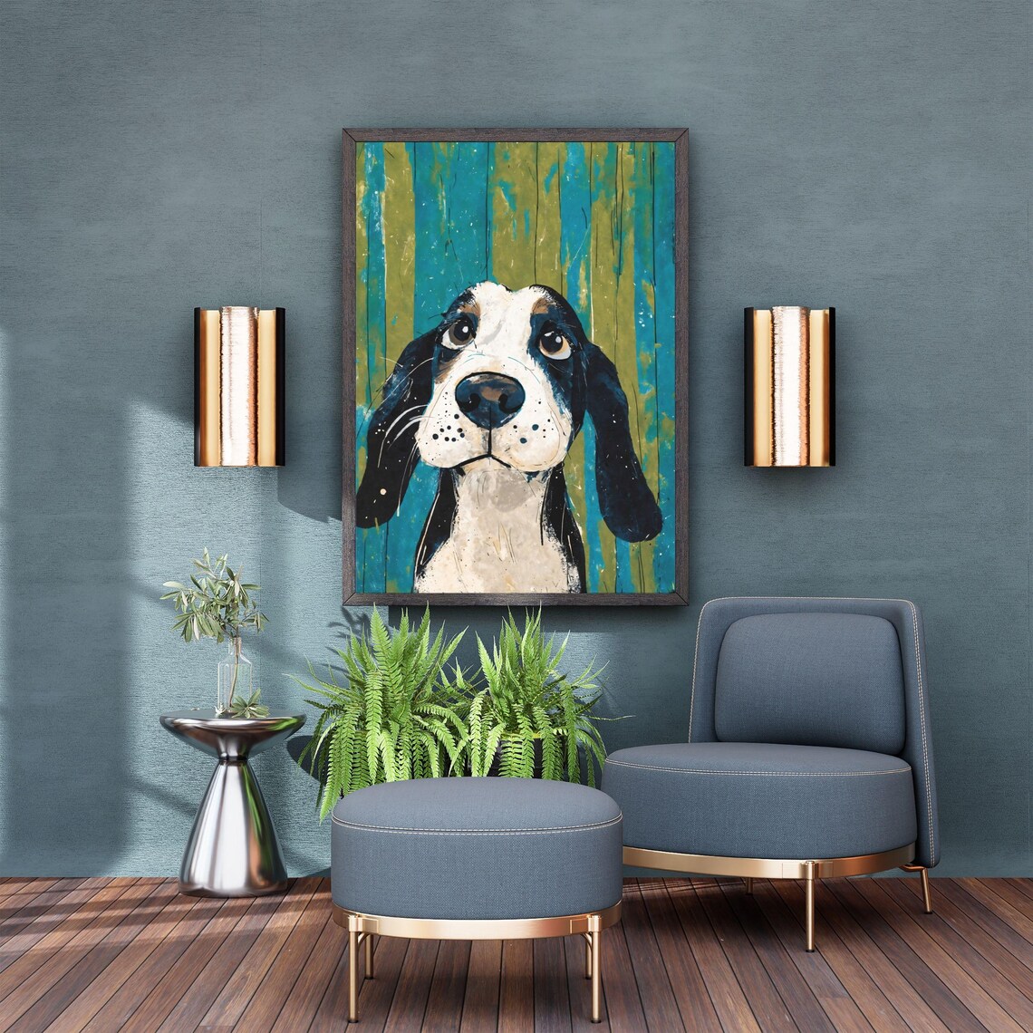 Cute Hound Puppy Watercolor Portrait Long Ears Beagle Dog Art Print - Image 4
