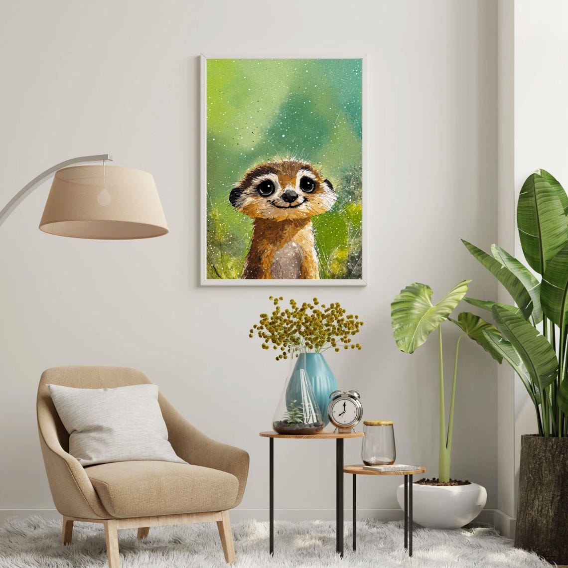 Cute Meerkat Framed Art Print Kids Room Decor African Animal Wall Art Nursery Art Baby Shower Gift Savannah Animal Painting - Image 3