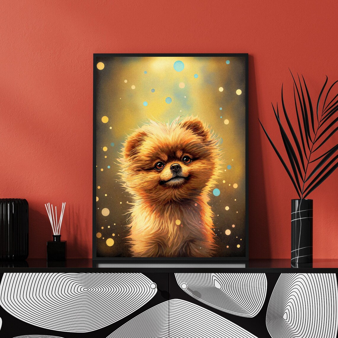 Golden Pomeranian Puppy Bokeh Gold Background Dog Portrait Poster - Image 4