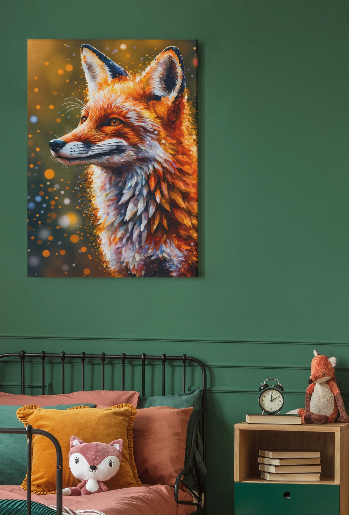 Red Fox Profile Portrait Golden Bokeh Warm Speckle Wildlife Art Poster - Image 4
