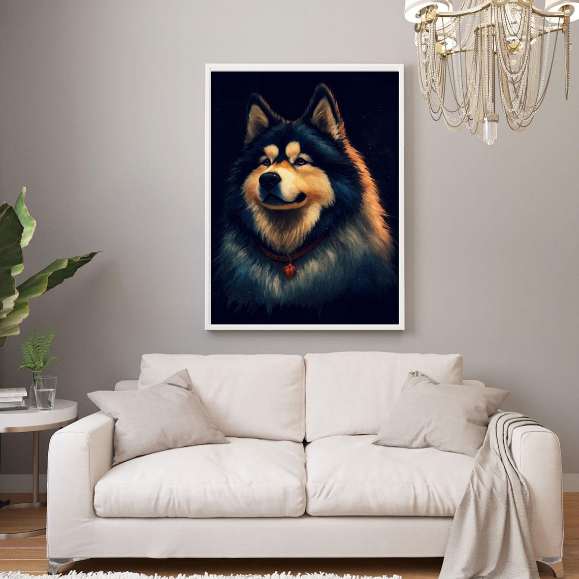 Alaskan Malamute Nordic Sled Dog Red Collar Dramatic Portrait Poster - Image 7