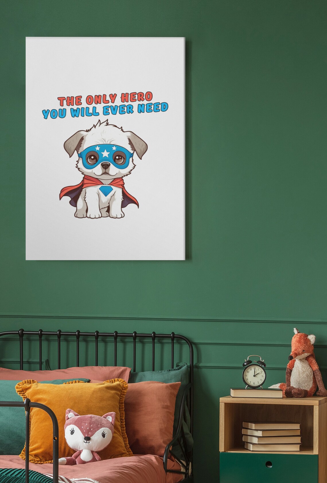 Superhero Puppy Dog Cape Mask Only Hero You Need Funny Kids Art Poster - Image 3