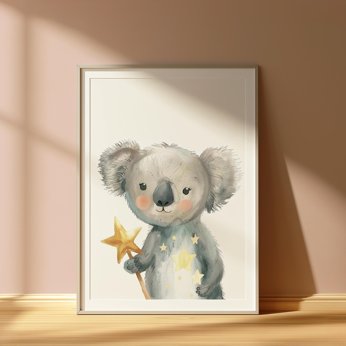 Baby Koala Star Magic Wand Watercolor Cute Nursery Kids Wall Art