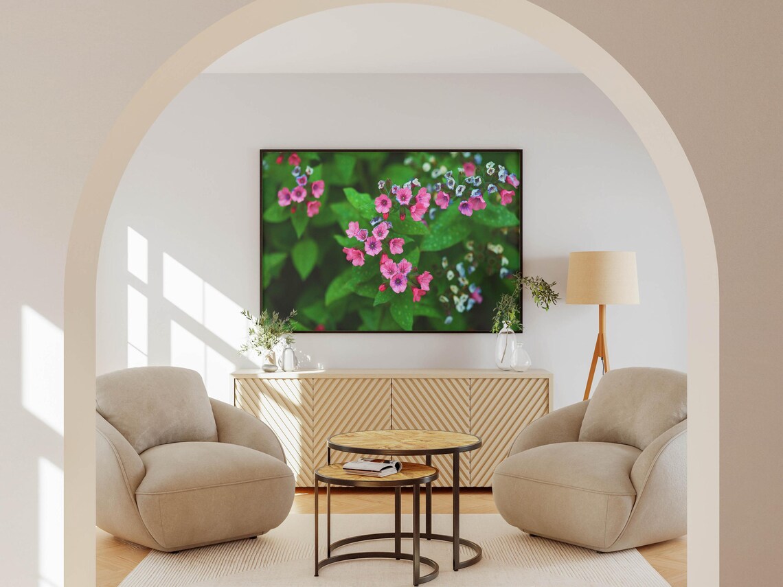 Wild Spring Flowers I Pink Pastel Colours Luxury Print Home Decor Wall Art Gift Nature Design Room Decor Ready To Hang - Image 2