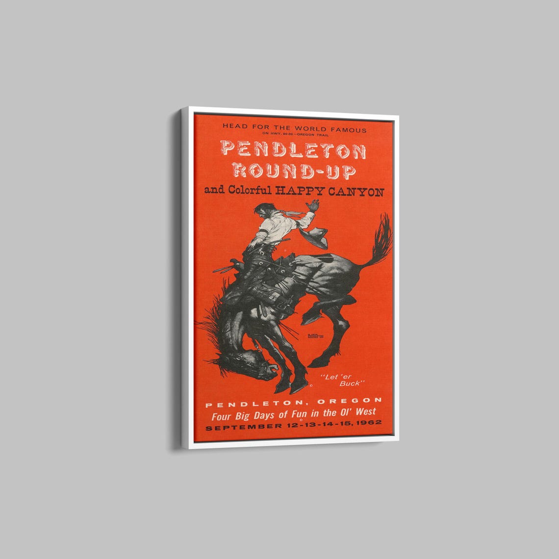 Pendleton Round Up Rodeo Poster Cowboy Cowgirl Prints Ranch Decor Red Posters Western Wall Art