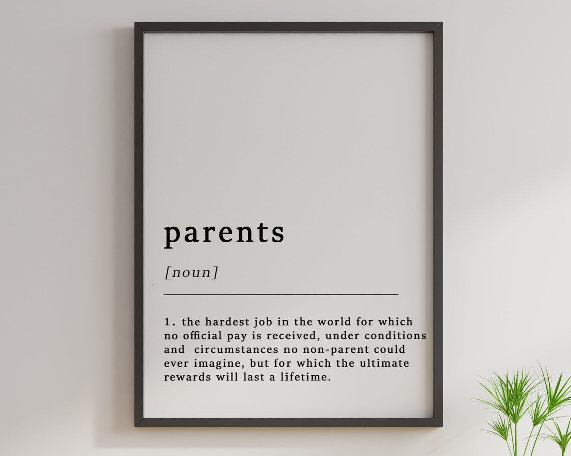 Definition Of Parents Quote Poster Print, Funny Typography