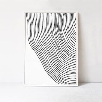 Abstract Line Art - Minimalist Black White