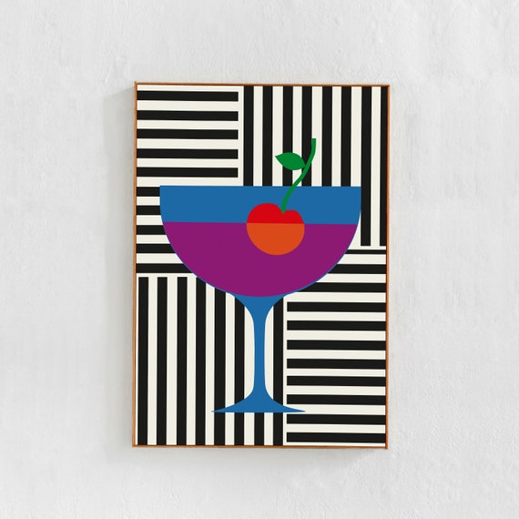 Manhattan Cocktail Poster, Kitchen Bar Cart Art Print