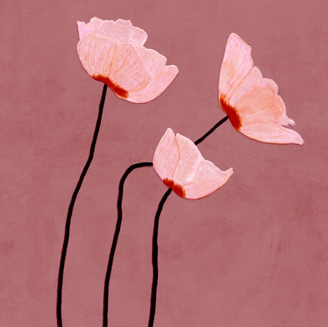 Poppy Flowers Painting, Scandi Cottagecore Art Print - Image 2