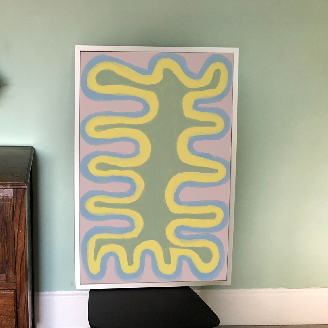 Danish Pastels Abstract Squiggly Wavy Lines Art Print - Image 3