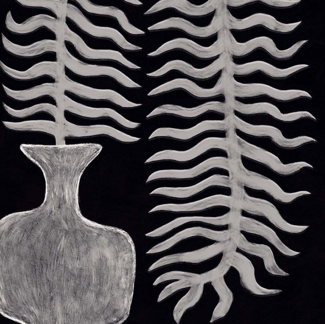 Fern In A Vase Black And White Scandi Boho Art Print - Image 2