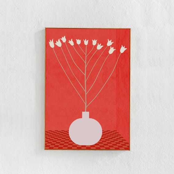 Flower In A Vase, Scandi Modern Boho Poster Print